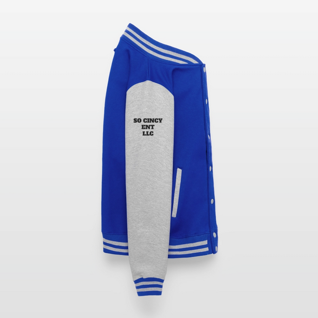 ADW is Just Hoods - SCE - VARSITY JACKET - royal/heather grey